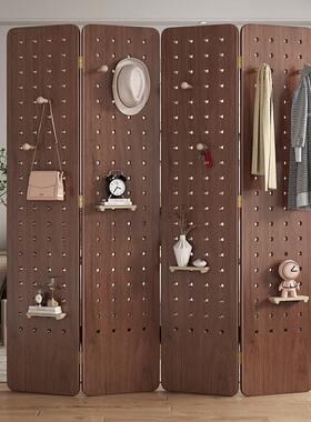 北欧木简置约落地屏风93135折叠移断动隔日式客厅洞洞板入门遮挡