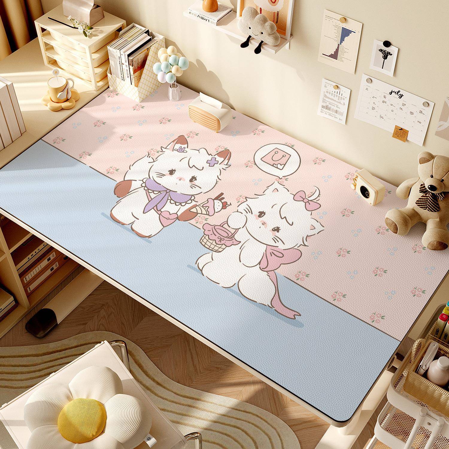 儿童书桌垫学生写字台PVC一抹净桌布轻奢卡通梳妆台防水防滑桌垫