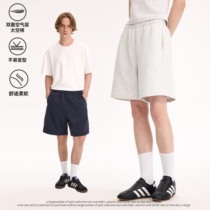 UNF 高级感380克空气层廓形舒适百搭短裤宽松休闲卫裤五分裤男女