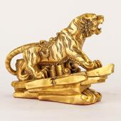 黄铜虎山啸河十老虎摆件生肖虎家居家399用玄关书房办公室装 饰饰