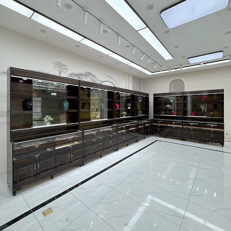 实木珠宝展示柜翡翠玉石玉器古董收纳陈列玻璃柜台饰品首饰柜定制