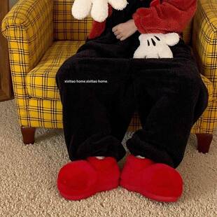 冬天保暖休闲户穿时尚 网红居创意家可爱大头毛 短外筒D856ytmr棉鞋