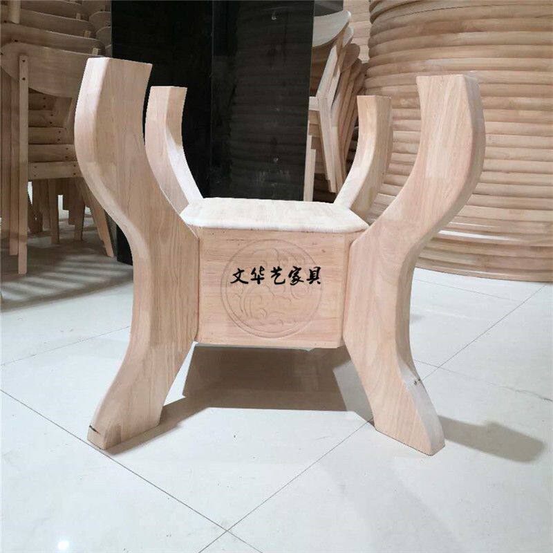 全实木仿古详云台脚白坯桌脚白茬中式餐桌脚大理石圆支架白胚底座