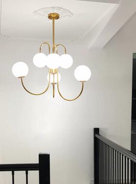 楼梯吊灯简约现代中古风loft公寓小户型挑空客厅灯斜顶复式楼吊灯