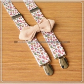 儿童吊裤 男女童通用背带夹套装 带 领结 安全别针式 精美时尚