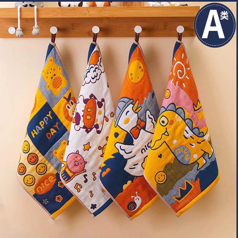 日本进口精工纯棉方巾柔软洗脸家用儿童毛巾挂式卡通手帕擦脸巾