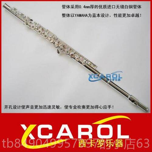 高档西卡罗E长笛乐器初学入门学演生考级用奏通16孔闭孔键C调镀银