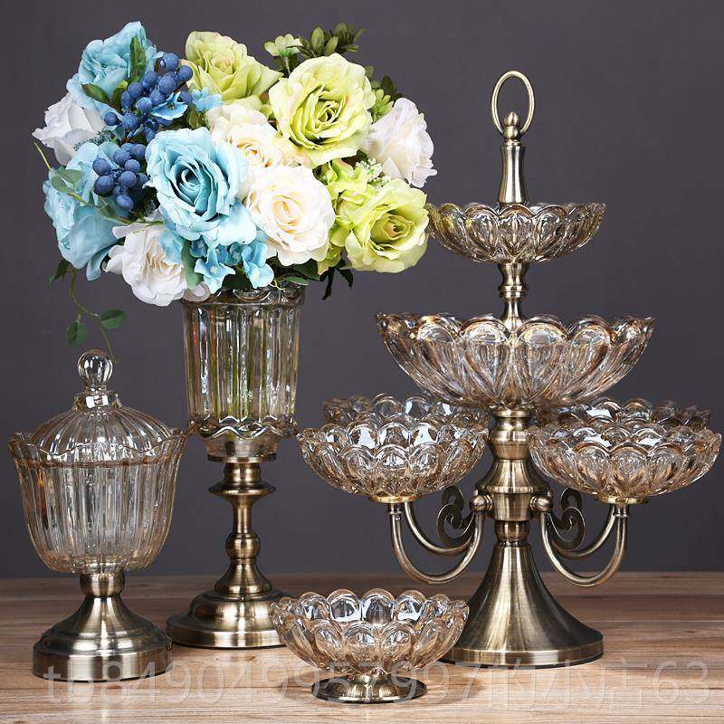 高档果欧式轻奢层水晶玻璃水果盘美式客厅茶几家双多格零食糖用干