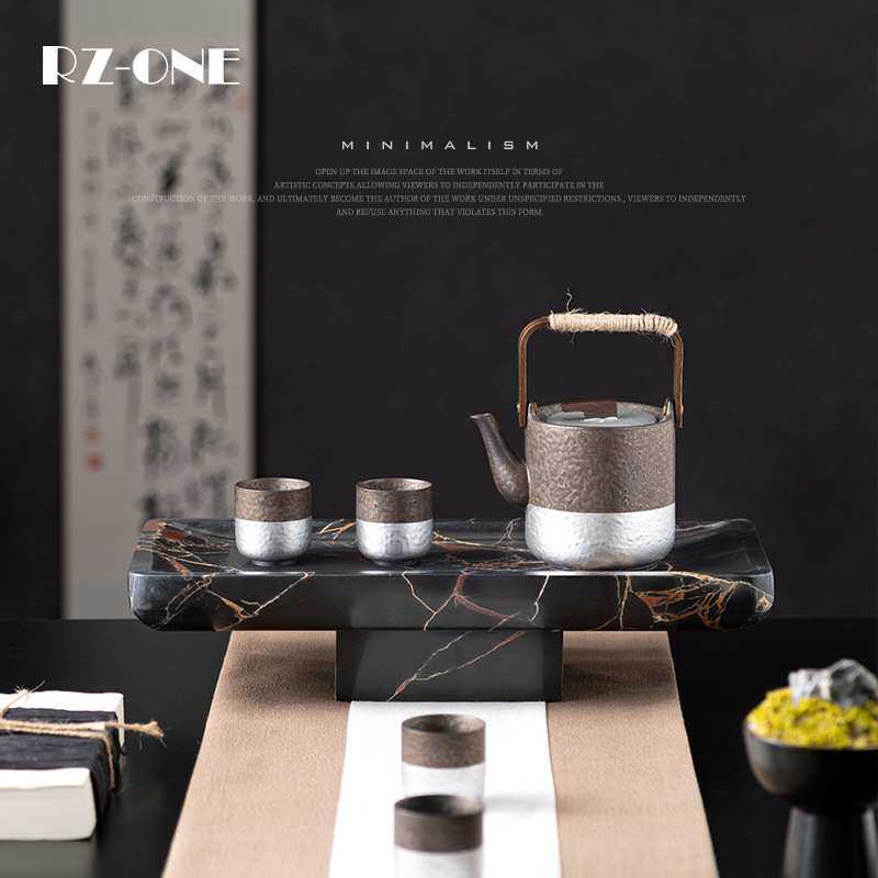 匠十三 新中式托盘茶壶套装样板房售楼处茶室办公室茶具装饰品