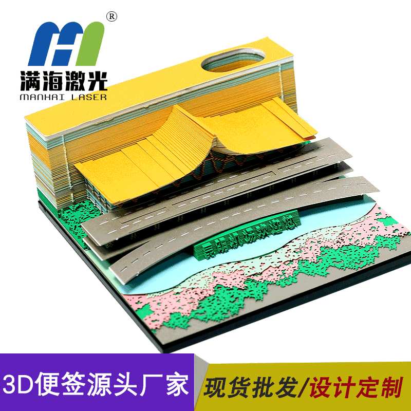 工厂直供纸雕昆明机场3d便签纸手撕公司礼品建筑模型立体便签本