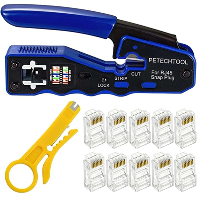 RJ45 Crimp Tool Kit Ethernet Crimping Tool Wire Crimper Stri