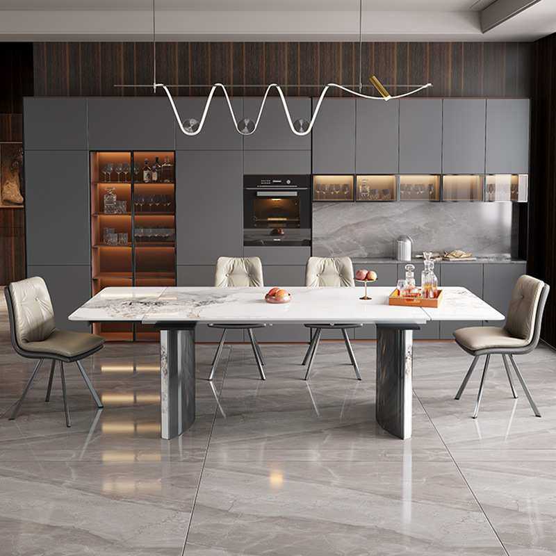 意式轻奢伸缩岩板餐桌极简高端长方形北欧多功能岩板饭桌餐椅组合,模玩/动漫/周边/娃圈三坑/桌游,模型制作工具/辅料耗材,淘宝优惠券,粉丝福利购,淘宝优惠卷