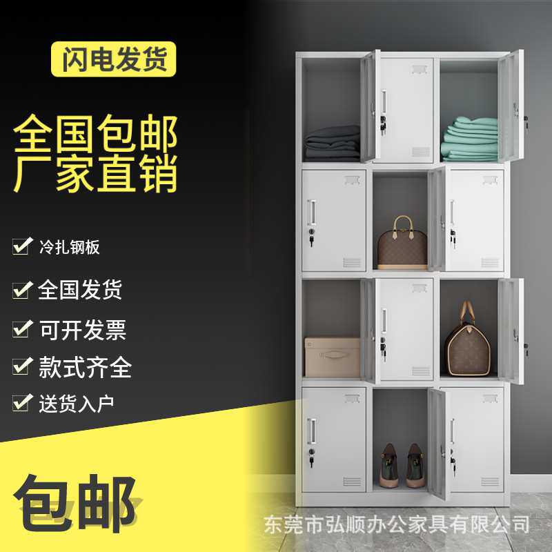 12门更衣柜铁柜储物柜 铁皮柜带锁 铁柜十二门鞋柜无尘车间 柜子