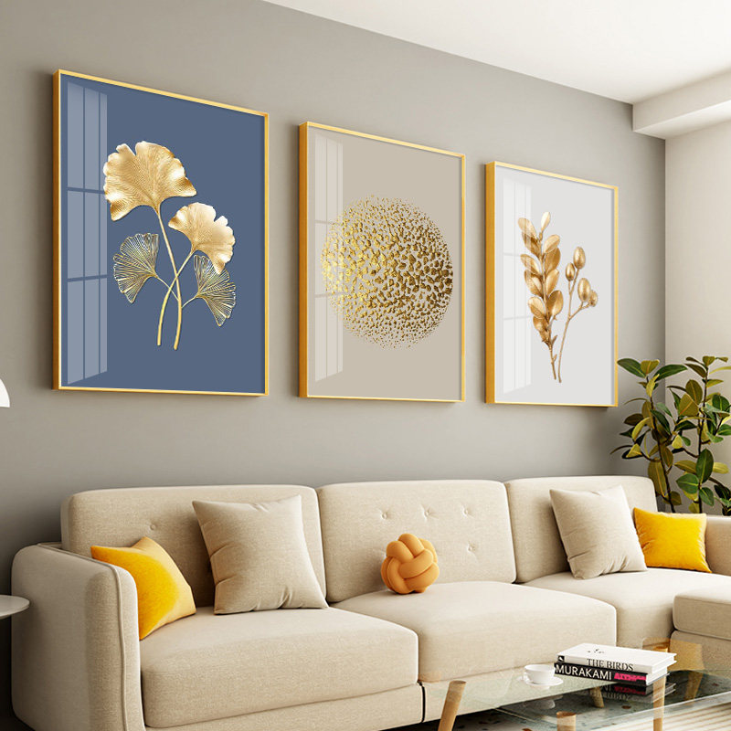 客厅装饰画高级感现代简约轻奢抽象三联画沙发背景墙高档大气挂画