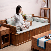 新中式 老榆木罗汉床实木中式 小户型仿古储物沙发床榻箱体榫卯家具