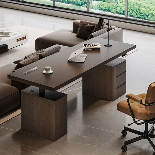 意式轻奢实木智能升降书桌客厅书桌沙发后长条桌办公桌家用长桌子