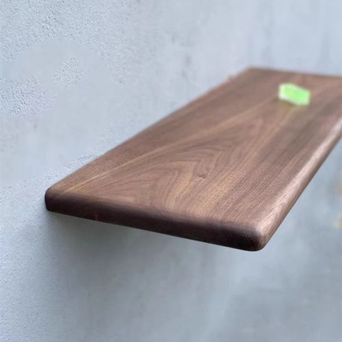 北美黑胡桃实木墙上隐形隔板一字板置物架电视墙板壁挂层板