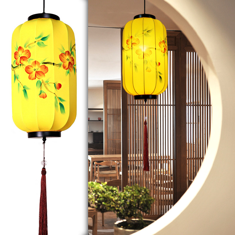 新中式吊灯古典户外防水灯笼茶楼布艺火锅店饭店餐厅走廊灯中国风