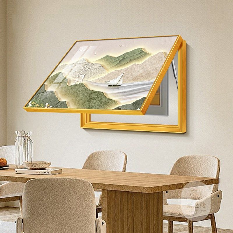 背有靠山电表箱装饰画山水画高档客厅餐厅配电箱电源开关遮挡挂画,家居饰品,现代装饰画,淘宝优惠券,粉丝福利购,淘宝优惠卷