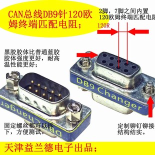 Kvaser CAN通信DB9检测线,DB9母头2,7脚引出屏蔽测试线带OBD插针