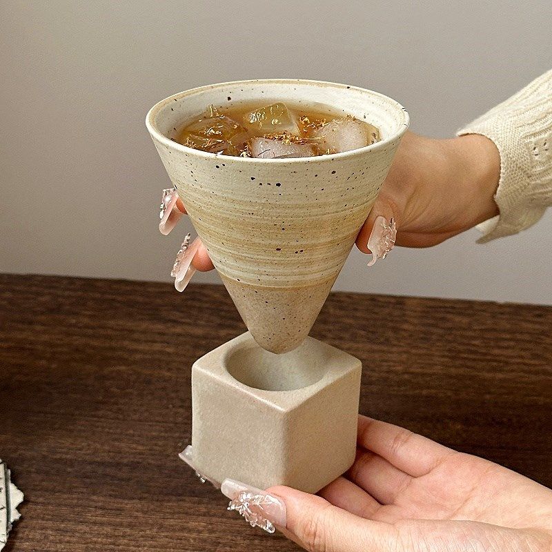 复古粗陶咖啡杯侘寂陶瓷马克杯小众设计感冷萃杯创意拉花拿铁杯子,餐饮具,咖啡杯,淘宝优惠券,粉丝福利购,淘宝优惠卷