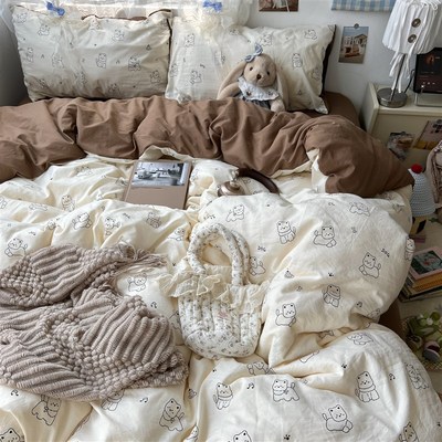 a类床上用品四件套纯棉全棉床单被套床笠被罩学生宿舍单人三件套2