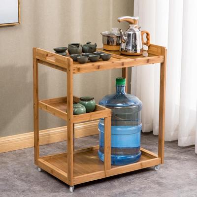 楠竹水茶水架茶车实木移动XVR办台公多功能带轮室茶竹制复古茶桌