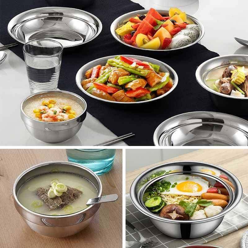 不锈钢餐碗盘套装户外RTJ露家用厨房营碗碟子防摔碗筷盘勺具汤盆