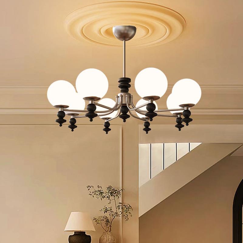 法中古风式客厅吊灯全魔光谱餐复厅卧室豆吊灯美式古实木129中山