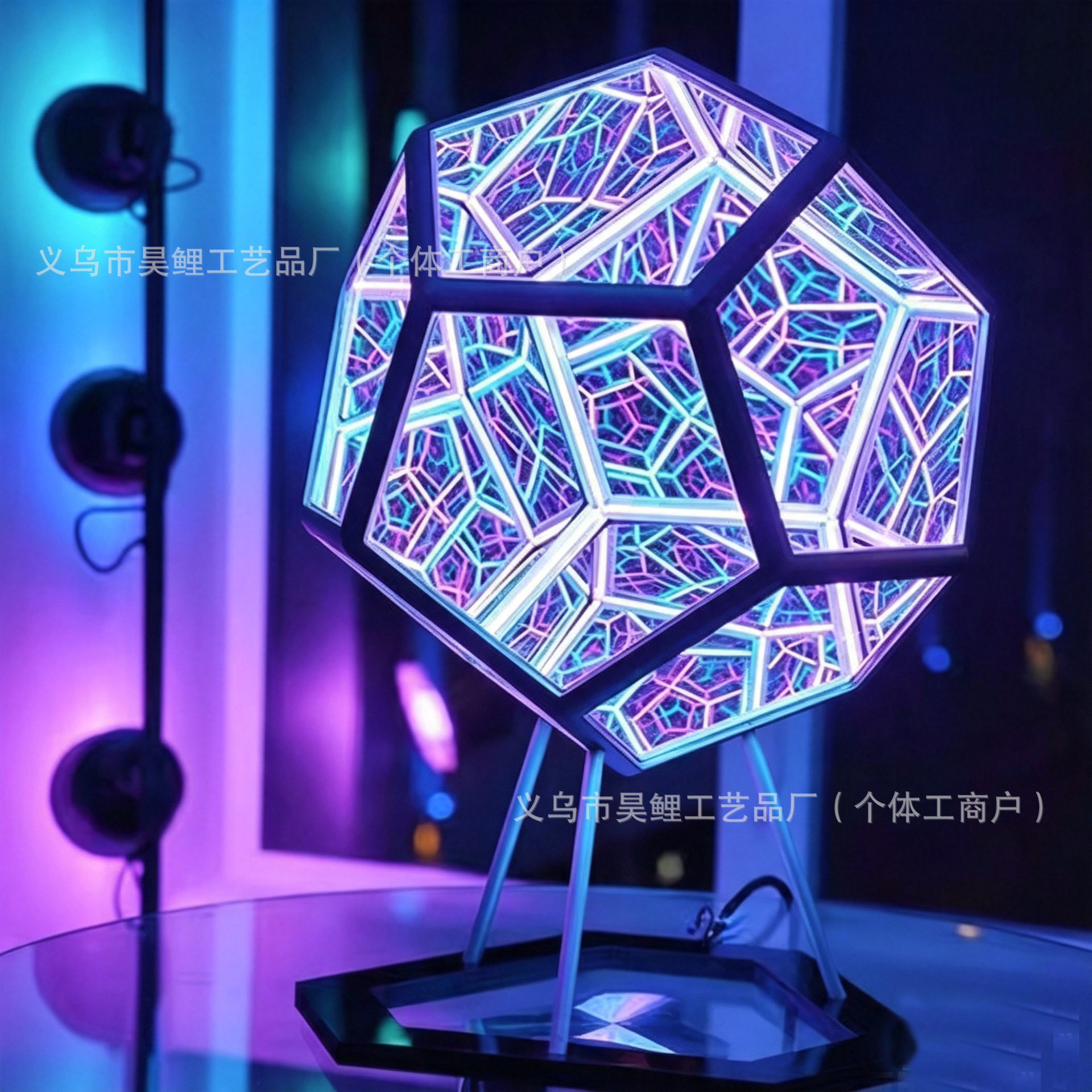 家居创意酷炫无限彩色十二面体小夜灯立体深渊科技感艺术灯摆件