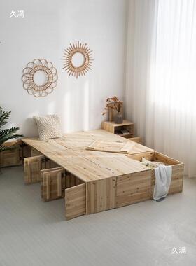 榻榻米床箱拼木箱床实木箱体物KPL床窗飘拼储接柜塌塌米小户型高