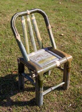 式竹椅子靠背椅MSY家用老餐椅复藤古编竹子阳凳子单人椅台休闲小