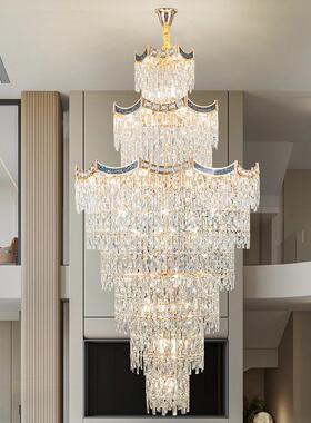 复楼式MJM大吊灯新款挑空客吊灯轻水奢晶别墅楼中楼厅中空楼梯灯