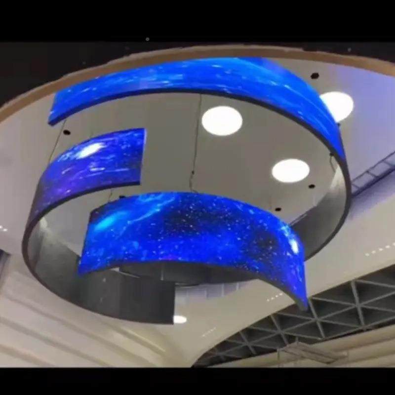 高科P异3led全柔性软屏性圆柱示屏室内彩无缝拼显接展XGO厅广告屏