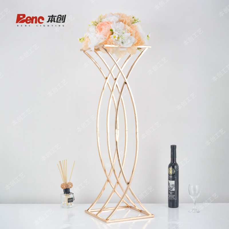 几何路引电镀婚庆道具金色铁艺方框花架装饰 T台背景摆放节庆用品