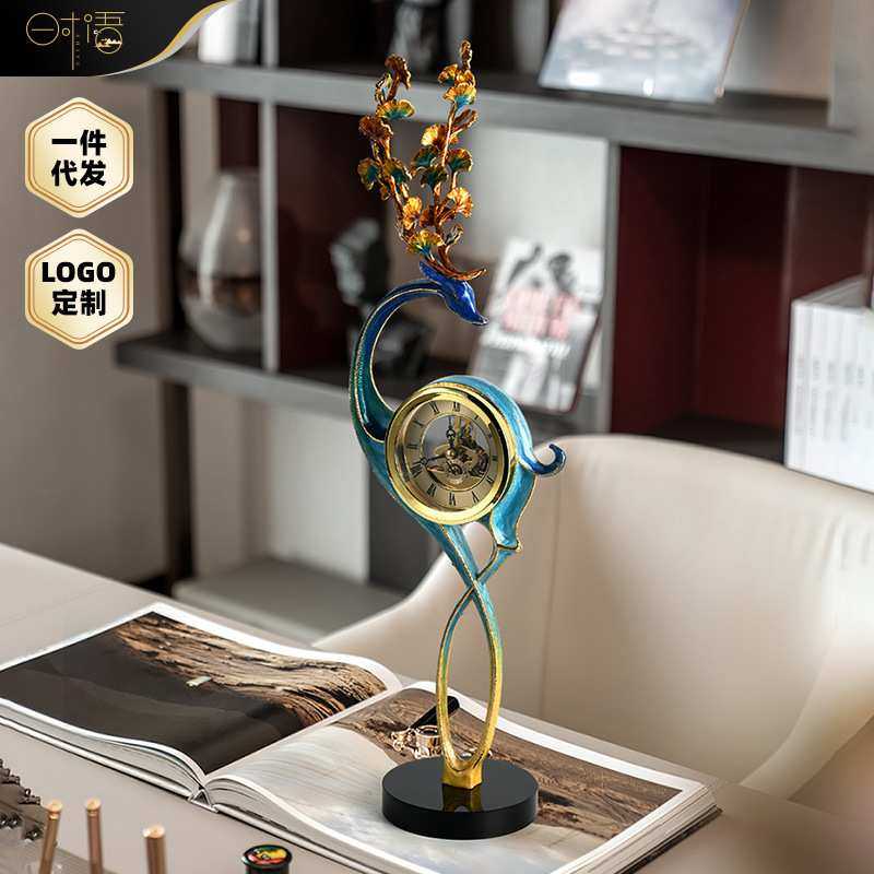 新中式麋鹿座钟美式创意摆件客厅酒柜电视柜两边玄关壁龛柜装饰品