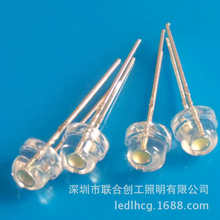 F5短脚草帽白光灯珠LED发光二极管白灯 金线低光衰 一个Pin