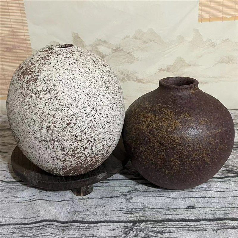 日式粗陶小花瓶干花插花器复古陶瓷水培禅意小号器皿客厅桌面摆件,家居饰品,花瓶,淘宝优惠券,粉丝福利购,淘宝优惠卷