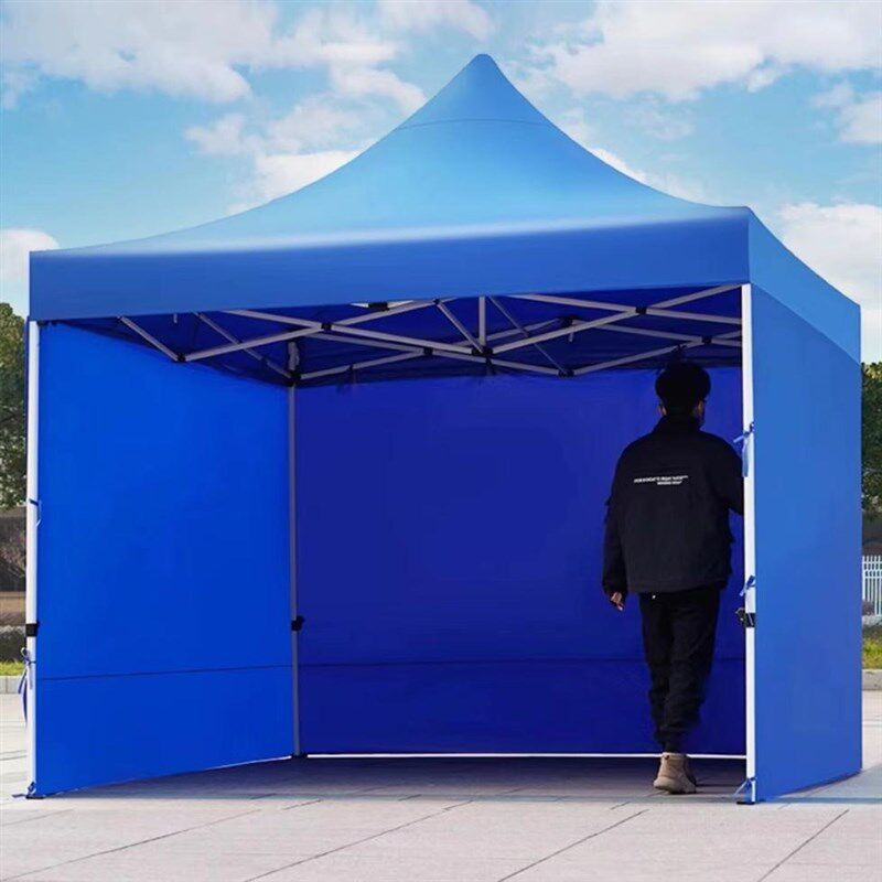 户外四脚伞帐篷围布加厚透明折叠伸缩雨蓬四角遮阳棚防雨摆摊大伞