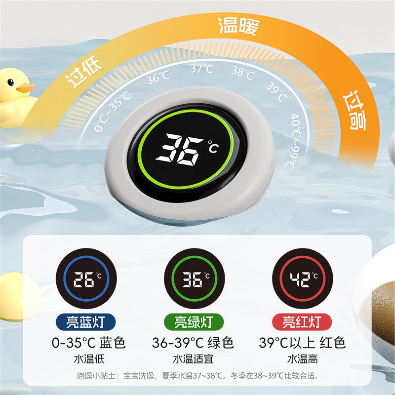 婴儿水温计儿童洗澡家用测水温浴盆温度计新生儿童沐浴感温显示表