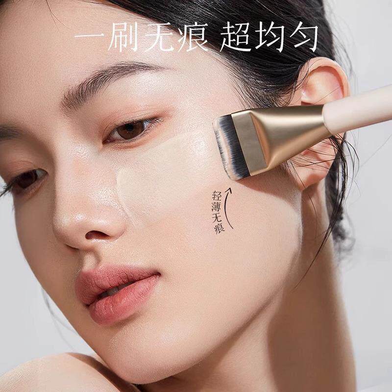 爆款黑凤梨粉扑一字型粉底刷组合扁头不吃粉无痕化妆粉底上妆