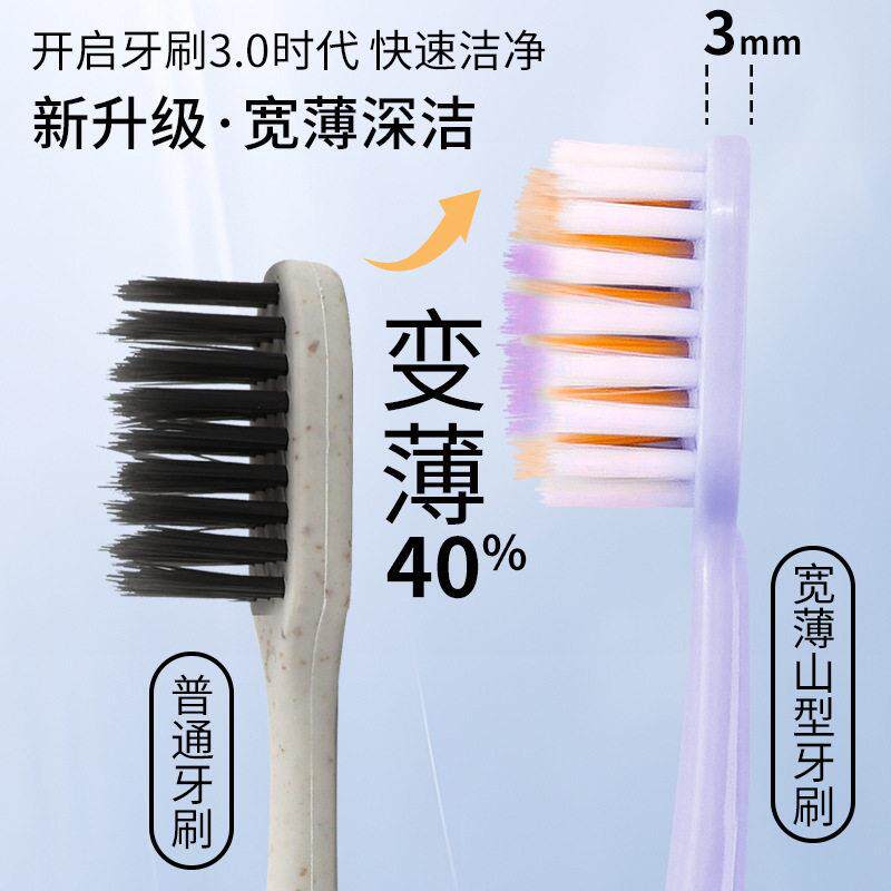 宽下单立减50】山型牙刷细425毛齿洁头软牙刷炫彩成人家庭【装男