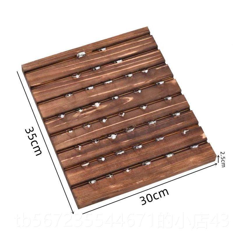 高档实木戒指耳项链展示盒托钉盘饰品收纳首饰柜窗台做旧台橱展示