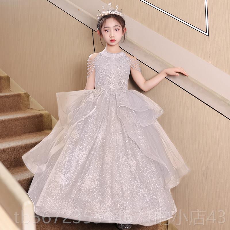 高档女童晚礼服奢色小众高端轻黑公主儿裙童走秀主持人钢琴演奏演图片