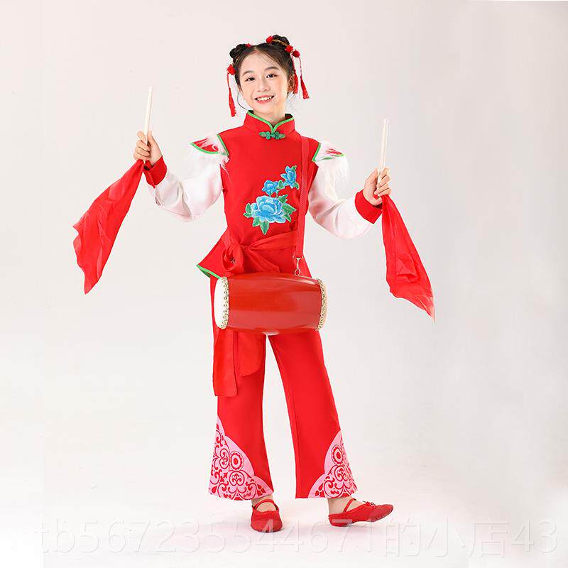 高档儿塞童陕西北风安腰秧鼓服装民歌生歌武学术舞龙演出服打鼓表