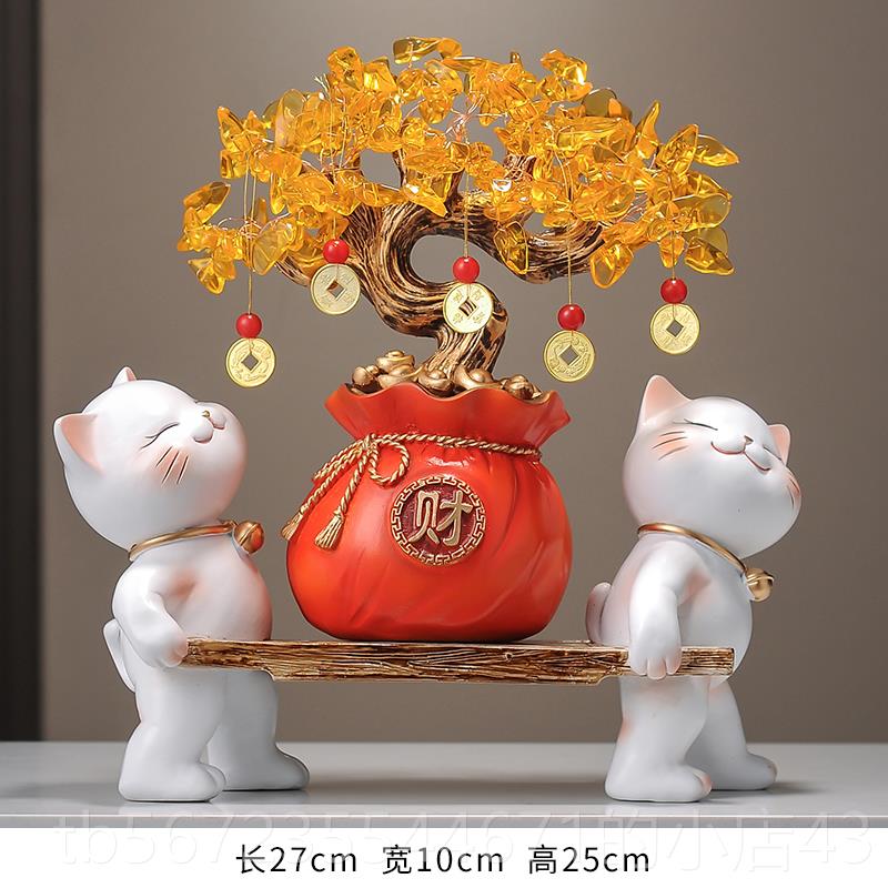 高档金办元宝招财猫公室摆件送朋友乔迁酒开 业礼物柜公司前台装