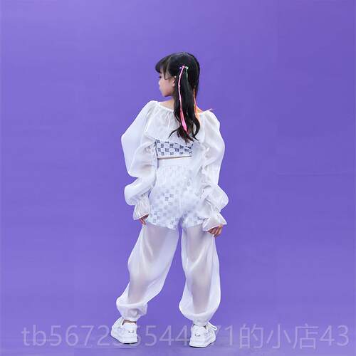 高档儿童爵舞演出士服夏少儿模特t哈台走秀潮服 女孩j练azz嘻街舞