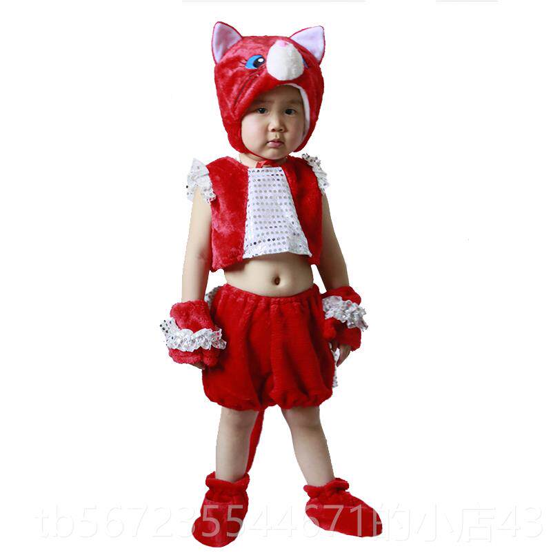 高档演小猫咪演出装六儿童动物表服猫和老一鼠舞蹈服幼儿园服连身
