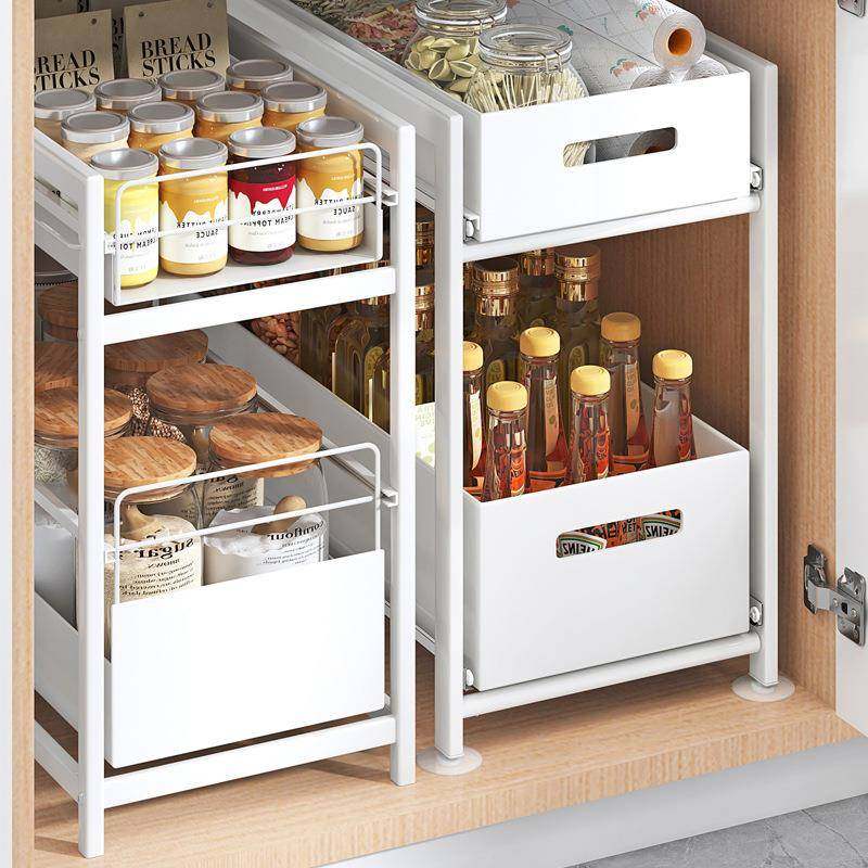 厨房内下落水槽F966SJ8J分层抽拉置柜物架架地家用橱柜台面多功能