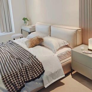 式 6布床18 简约风软包床liu意ff豆腐块床防水防污渍免洗科F.技sd